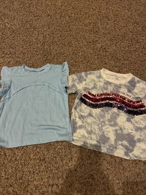 Maurices Light Blue Flutter Sleeve Girls' Top and Sequined Rainbow Top (8)